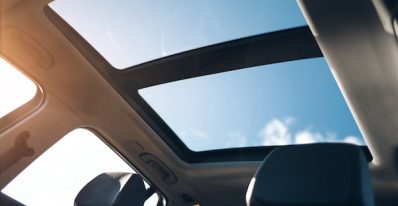 Image of a car interior displaying the moon roof