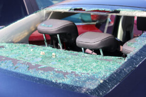 back windscreen smashed,Rear windscreen of car smashed up, window broken